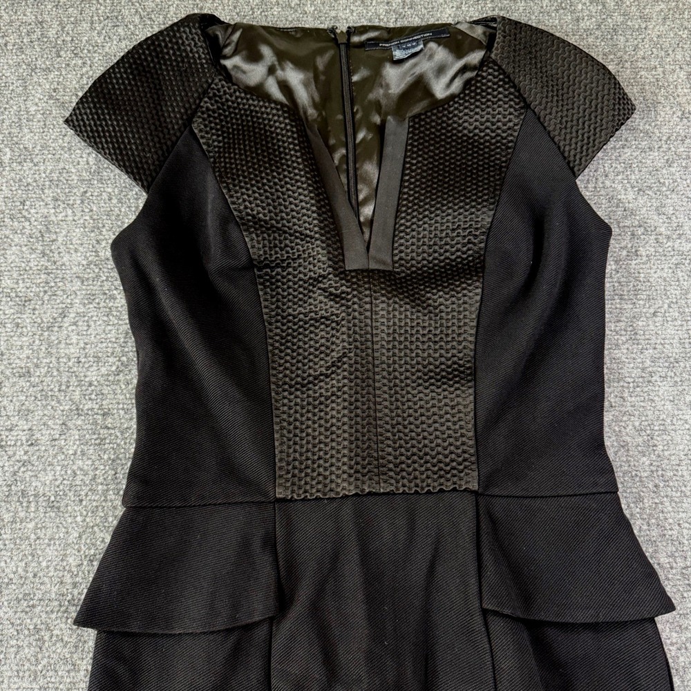 French Connection Sheath Dress Women Size 2 Black LBD Cocktail Minimalist Chic